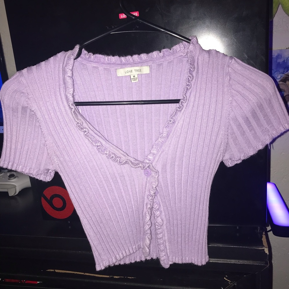 Lilac purple small crop tee